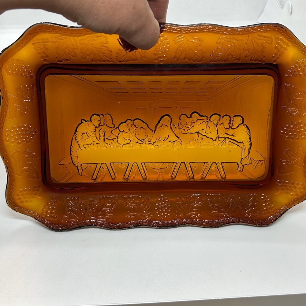 Indiana Glass Amberina Tiara Last Supper Tray serving Plate. 11 x 7 inches. - Picture 6 of 13